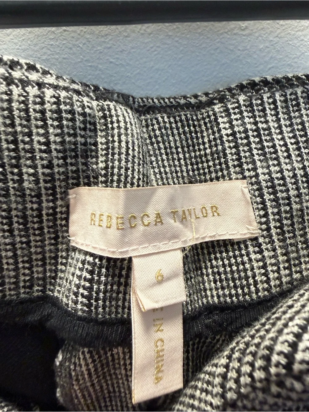 Rebecca Taylor High-Rise Plaid Trousers with Belt
